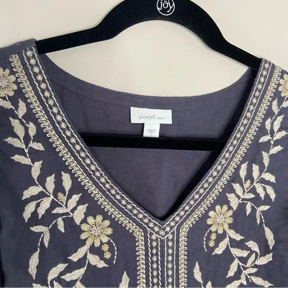 PureJill Linen Embroidered Maxi Dress, Like New Condition, Size S - Picture 5 of 8